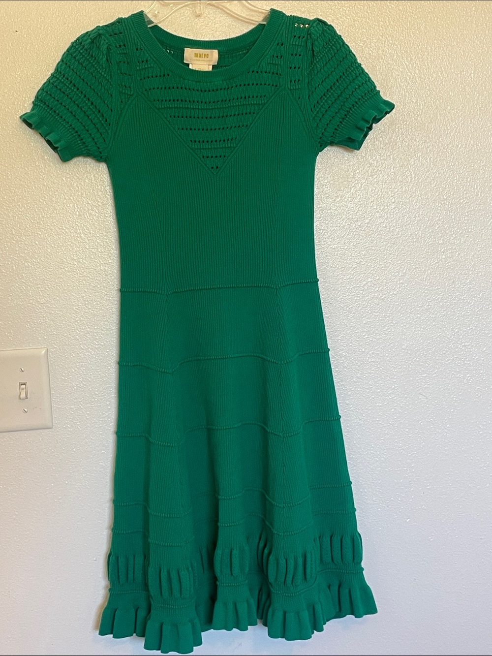 Anthropologie Maeve Teal Openwork Knit Top